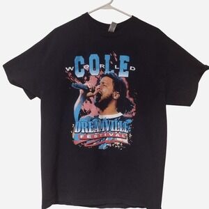 J.Cole World Dreamville Festival  black cotton t-shirt men's size XL